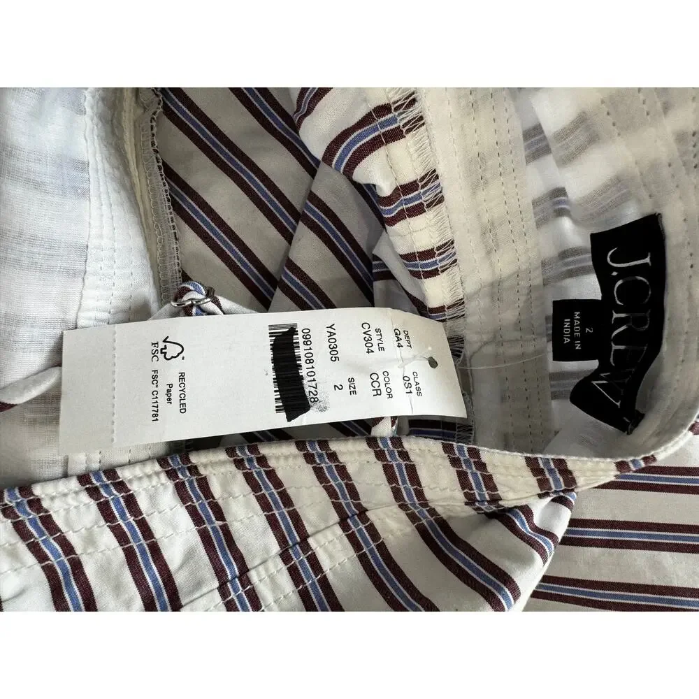 J.Crew Minimalist Empire Waist Dress Striped Cotton Poplin Crushed Crimson 2
